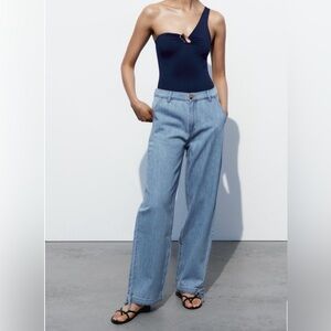 Zara Light Blue Wide Leg Jeans